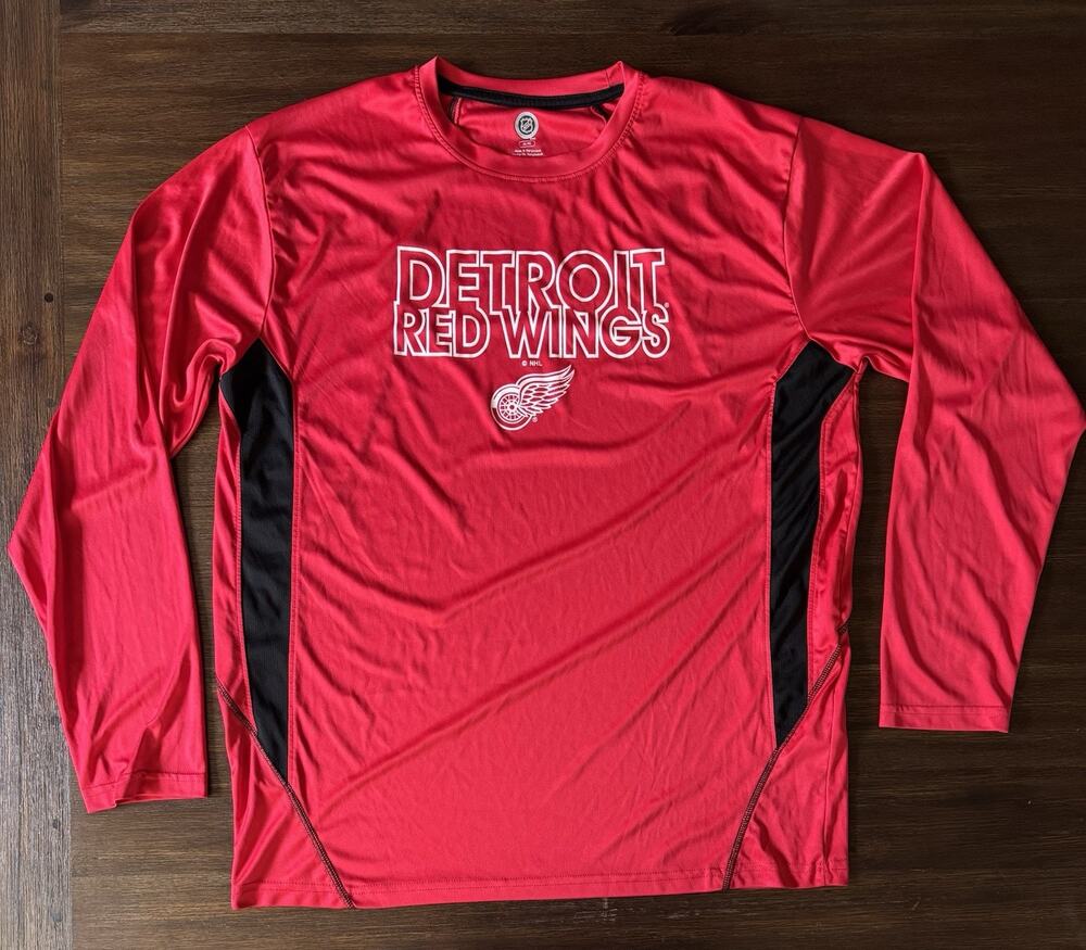 NHL Detroit Red Wings Shirt Mens XL Active Long Sleeve Hockey Dri-Fit